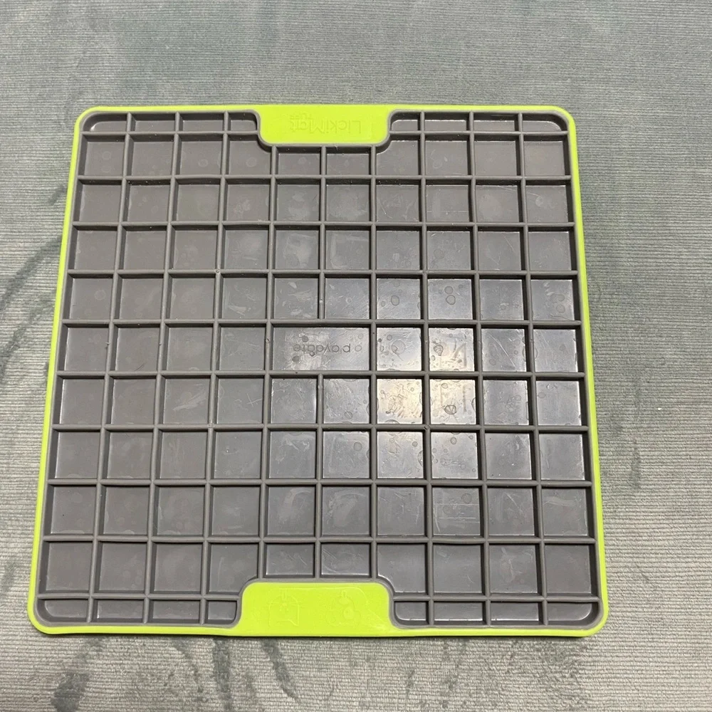 LickiMat Tuff Paw-Shaped & Square Dog Lick Mats Gray Green Red for Dogs med big